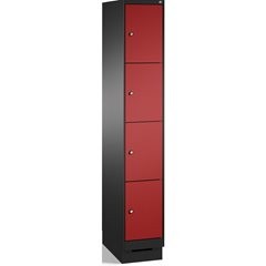 EVOLO Fächerschrank, mit Sockel, 1 Abteil, 4 Fächer, Abteilbreite 300 mm, schwar