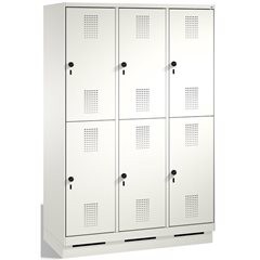 EVOLO Garderobenschrank, doppelstöckig, mit Sockel, 3 Abteile, je 2 Fächer, Abte