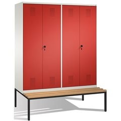 EVOLO Garderobenschrank, zueinander schlagende Türen, mit Sitzbank, 4 Abteile, A