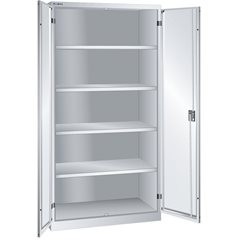 Flügeltürenschrank, HxBxT 1950 x 1000 x 580 mm, Leergehäuse mit 4 Fachböden, lichtgrau.