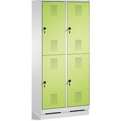 EVOLO Garderobenschrank, doppelstöckig, mit Sockel, 2 Abteile, je 2 Fächer, Abte