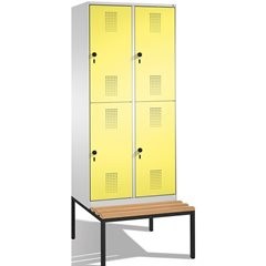 EVOLO Garderobenschrank, doppelstöckig, mit Sitzbank, 2 Abteile, je 2 Fächer, Ab