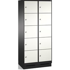 EVOLO Fächerschrank, mit Sockel, 2 Abteile, je 5 Fächer, Abteilbreite 400 mm, sc