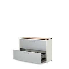 Hängeregistraturschrank, HPL-Vollkernplatte, 2 Auszüge, 3-bahnig, mit Dämpfung,