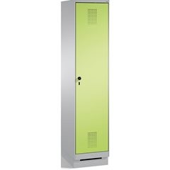 EVOLO Garderobenschrank, mit Sockel, 1 Abteil, Abteilbreite 400 mm, weißaluminiu