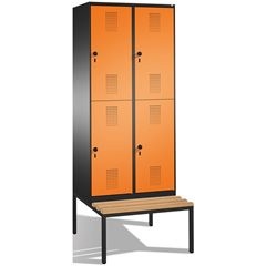 EVOLO Garderobenschrank, doppelstöckig, mit Sitzbank, 2 Abteile, je 2 Fächer, Ab