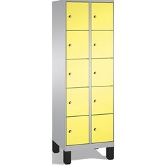 EVOLO Fächerschrank, mit Füßen, 2 Abteile, je 5 Fächer, Abteilbreite 300 mm, wei