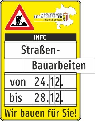 Baustellen-Ankündigungstafel | flache Ausführung