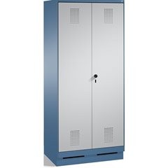 EVOLO Raumpflege-/Geräteschrank, verkürzte Trennwand, 6 Haken, Abteile 2 x 400 m