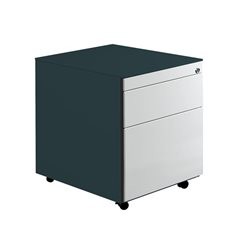 Schubladencontainer mit Rollen, HxT 570 x 600 mm, 1 Materialschub, 1 Hängeregistratur, anthrazitgrau