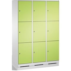 EVOLO Fächerschrank, mit Sockel, 3 Abteile, je 3 Fächer, Abteilbreite 400 mm, li