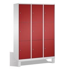 EVOLO Fächerschrank, mit Füßen, 3 Abteile, je 3 Fächer, Abteilbreite 400 mm, lic
