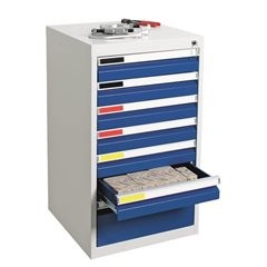Schubladenschrank, Breite 500 mm, 7 Schubladen, lichtgrau.
