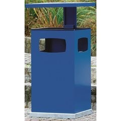 Abfallsammler mit Aschereinsatz und Schutzdach, Volumen 72 l, BxHxT 500 x 955 x 500 mm, feuerrot.