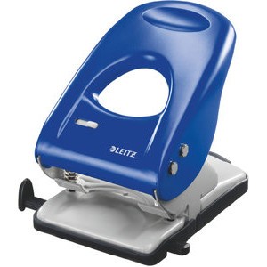 Locher, mechanisch, mit Anschlagschiene, 40 Blatt, 4 mm, blau