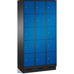 EVOLO Fächerschrank, mit Sockel, 3 Abteile, je 5 Fächer, Abteilbreite 300 mm, sc