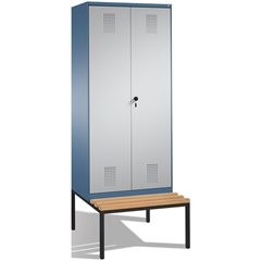 EVOLO Garderobenschrank, zueinander schlagende Türen, mit Sitzbank, 2 Abteile, A