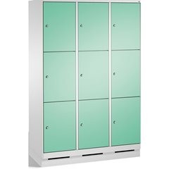 EVOLO Fächerschrank, mit Sockel, 3 Abteile, je 3 Fächer, Abteilbreite 400 mm, li