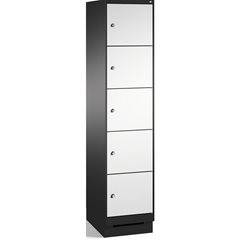 EVOLO Fächerschrank, mit Sockel, 1 Abteil, 5 Fächer, Abteilbreite 400 mm, schwar