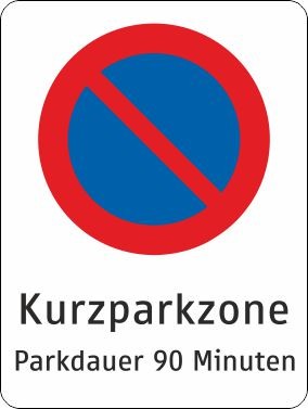 §52/13d Kurzparkzone mit Text: Parkdauer 90 Minuten | Alrond Verkehrszeichen