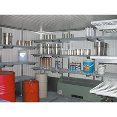 Gitterrostregal-Set, 3 Lagerebenen, an Containerwand vormontiert, verzinkt, BxT 1800 x 500 mm.