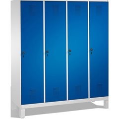 EVOLO Garderobenschrank, mit Füßen, 4 Abteile, Abteilbreite 400 mm, lichtgrau /