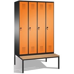 EVOLO Garderobenschrank, mit Sitzbank, 4 Abteile, Abteilbreite 300 mm, schwarzgr