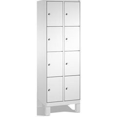 EVOLO Fächerschrank, mit Füßen, 2 Abteile, je 4 Fächer, Abteilbreite 300 mm, lic