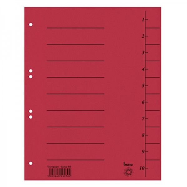 Bene Trennblatt 97300RT DIN A4 Karton rot