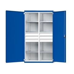 Schwerlastschrank mit Trennwand, 6 Schubladen à 120 mm, HxBxT 1950 x 1084 x 690 mm.