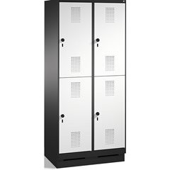 EVOLO Garderobenschrank, doppelstöckig, mit Sockel, 2 Abteile, je 2 Fächer, Abte