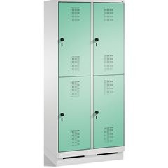 EVOLO Garderobenschrank, doppelstöckig, mit Sockel, 2 Abteile, je 2 Fächer, Abte