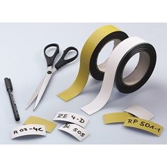 Magnet-Lagerschilder, Rollenware, weiß, Höhe 25 mm, Rollenlänge 10 m.