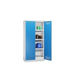 Umweltschrank, mit 1 Bodenauffangwanne und 3 Wannenböden, Breite 1200 mm.