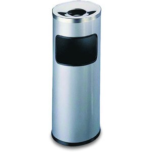 Papierkorb Executive, mit Ascher, mit Flammenlöschkopf, rund, silb