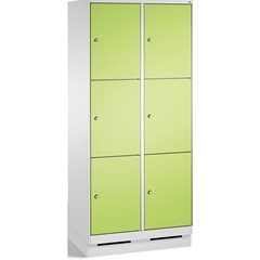 EVOLO Fächerschrank, mit Sockel, 2 Abteile, je 3 Fächer, Abteilbreite 400 mm, li