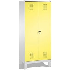 EVOLO Raumpflege-/Geräteschrank, verkürzte Trennwand, 6 Haken, Abteile 2 x 400 m