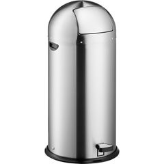 Push-Abfalleimer mit Pedal, Volumen 52 l, HxØ 890 x 380 mm, Edelstahl.