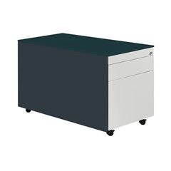 Schubladencontainer mit Rollen, HxT 520 x 800 mm, 1 Materialschub, 1 Hängeregistratur, anthrazitgrau