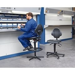 Schwerlast-Arbeitsdrehstuhl, belastbar bis 250 kg, mit Bodengleitern, Höhenverstellbereich 480 - 620