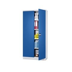 Universal-Flügeltürschrank, Außen-HxBxT 1950 x 915 x 421 mm, Türen enzianblau.
