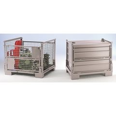 Stapelbox faltbar, LxBxH 1200 x 800 x 970 mm, Seitenwände aus Stahlblech, ab 1 Stk.