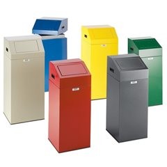 Wertstoffsammler, selbstlöschend, Volumen 76 l, BxHxT 380 x 890 x 380 mm, antik-silber.