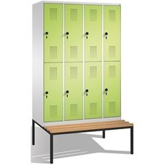 EVOLO Garderobenschrank, doppelstöckig, mit Sitzbank, 4 Abteile, je 2 Fächer, Ab