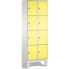 EVOLO Fächerschrank, mit Füßen, 2 Abteile, je 4 Fächer, Abteilbreite 300 mm, lic