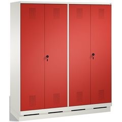 EVOLO Garderobenschrank, zueinander schlagende Türen, 4 Abteile, Abteilbreite 40