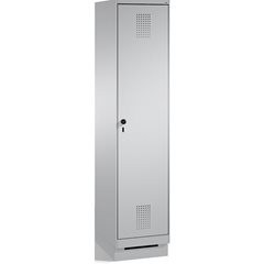 EVOLO Garderobenschrank, mit Sockel, 1 Abteil, Abteilbreite 400 mm, weißaluminiu