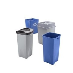 Wertstoffsammelbehälter UNTOUCHABLE®, Volumen 132 l, quadratisch, blau.