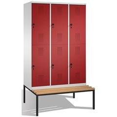 EVOLO Garderobenschrank, doppelstöckig, mit Sitzbank, 3 Abteile, je 2 Fächer, Ab