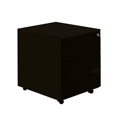 Schubladencontainer mit Rollen, HxT 570 x 600 mm, 1 Materialschub, 1 Hängeregistratur, graphitschwar